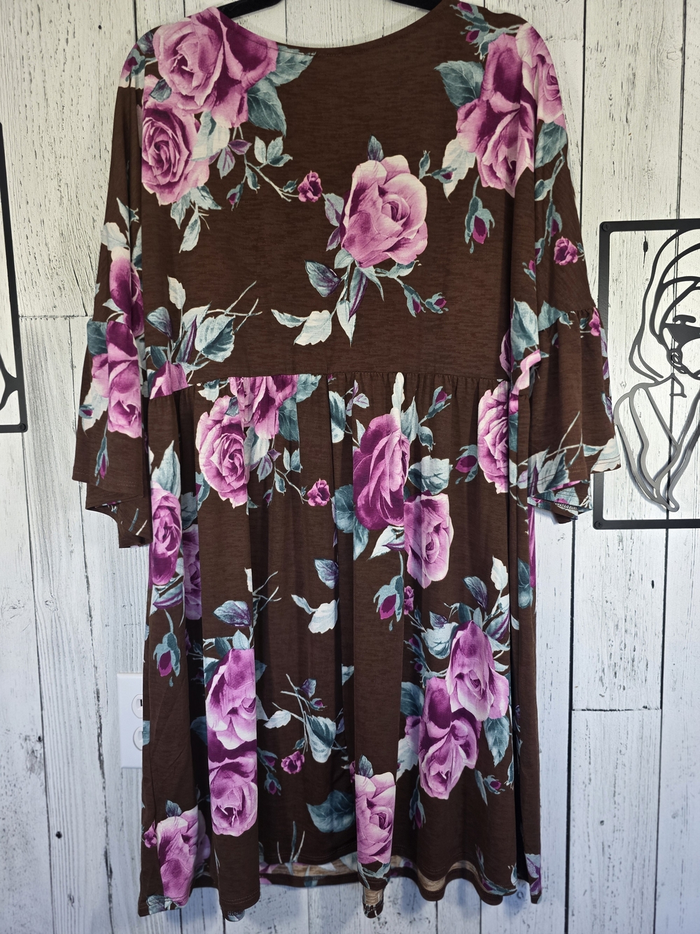 NWOT Dear Scarlett Brown Floral Babydoll Mini Dress Size XL - Picture 6 of 9